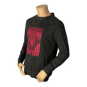 True Religion Charcoal Sweatshirt with Vibrant Pink Graphic